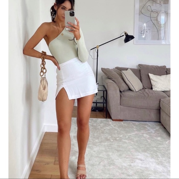 Zara Light Green Asymmetric Knit Bodysuit - Picture 4 of 5